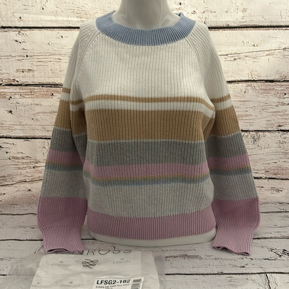 Forte Cashmere Sweaters - NWT Women’s Size Medium M Forte Cashmere Stripe Rib Crop Pullover Sweater